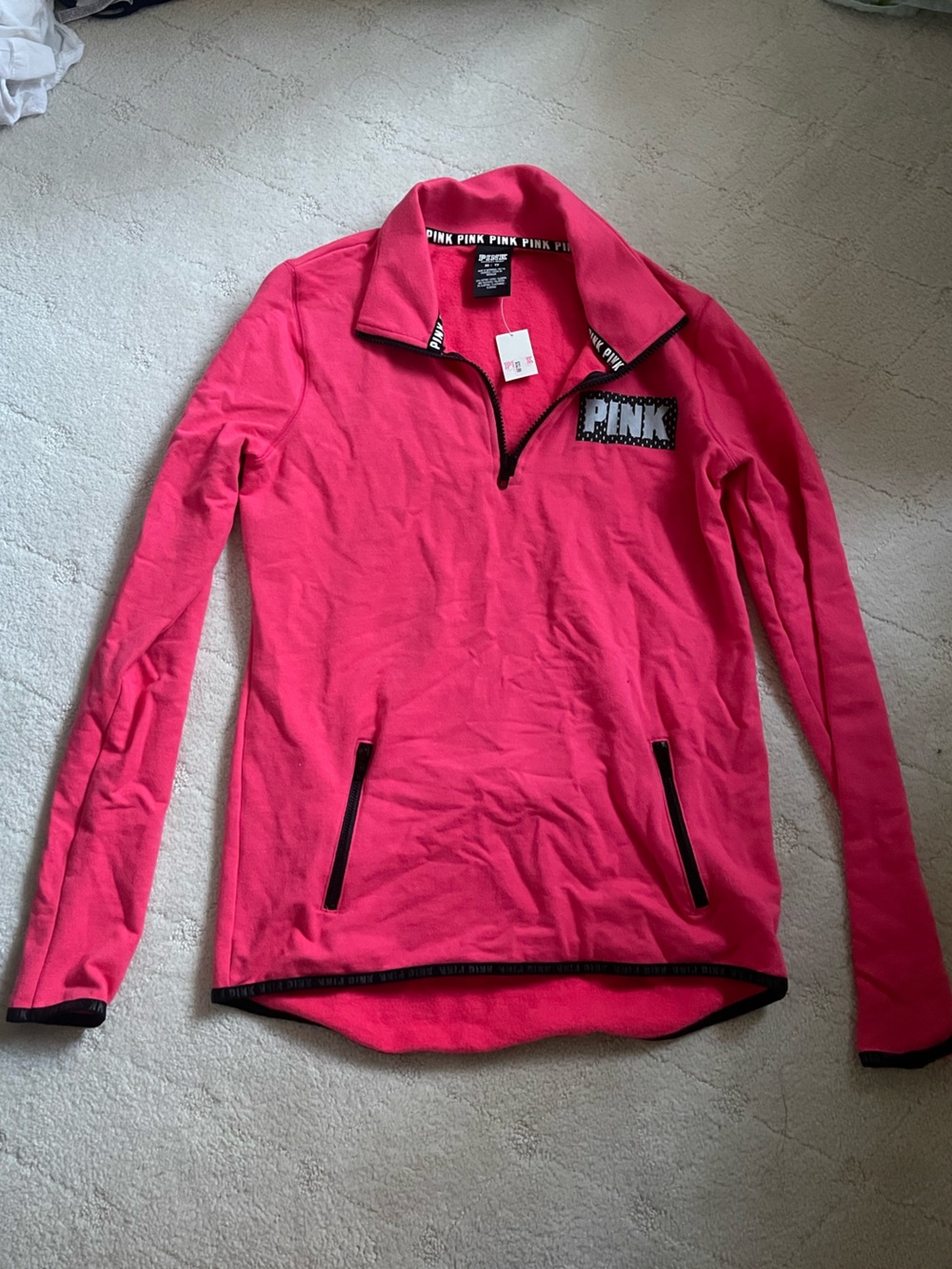 PINK Victoria's Secret Hot Pink Half-Zip Pullover
